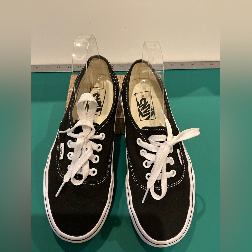 Vans Black Canvas Low-Top Women's Sneakers with White Laces Size 7